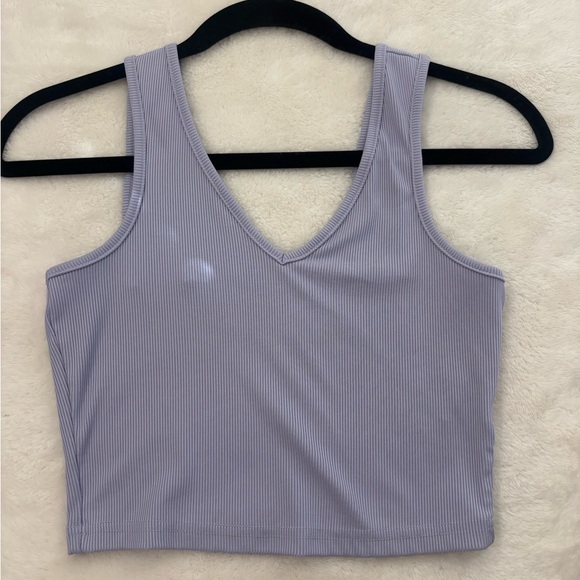 Purple Ribbed Crop Top - Picture 1 of 1